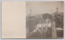 1904-20s Postcard Women Sitting On Bench Umbrellas Rppc Real Photo picture