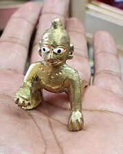 Brass 2 inches Lord Bal Krishna Statue Hindu God Laddu gopal usa Fast Ship picture