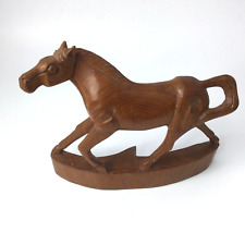 Vintage Brown Wooden Sculpture Galloping Horse 7