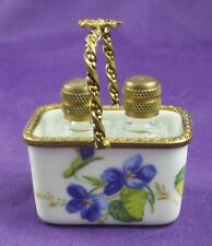 Limoges La Gloriette Porcelain Floral Basket Trinket Box with 2 Perfume Bottles picture