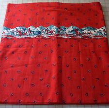5062 1 yd antique 1950's cotton fabric,  red cowboy pattern flannel, very cute picture