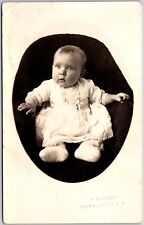 Baby Infant Photograph Lying Down In White Linen Postcard picture