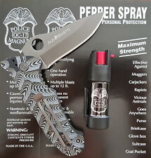 Alfa Benetti tactical folder knife Police Magnum 1/2oz pepper spray bottom clip picture