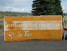 Antique Rare 7 ft Tin Store Sign Tex Tan Western Leather Farm Bureau Cows NW USA picture