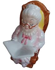 Vintage 1960's Retirement Fund Lefton Pottery Coin Bank Grandma in Rocking Chair picture