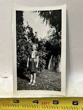 Vintage Photo Snapshot Of Teen Girl In Vintage Dress  picture