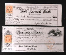 (2) 1800's Cancelled Checks First National Bank Cooperstown NY Lot picture