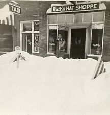 Vintage 1950s Photo NEWTON FALLS OHIO Main & Broad St Blizzard Ruth’s Hat Shoppe picture