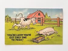 Vintage Postcard YOU'RE LUCKY YOU'VE GOT ONLY ONE TO FEED Farm Animals picture