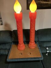 2 Vintage 38”Union Products Christmas Blow Mold Lighted Candles In/Outdoor Decor picture