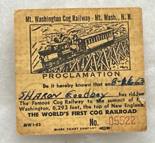 VTG 1963 Mt. Washington Cog Railway NH Souvenir Train Ticket Ride picture