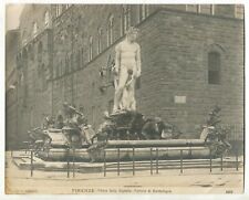 Italy, Neptune's Fountain in Florence, old photo before 1920 picture