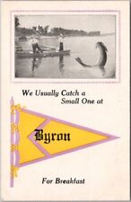 Vintage 1910s BYRON Greetings Postcard Fishing Exaggeration / State Unknown picture