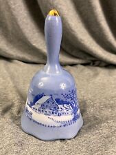 Vintage 70's Blue & White Porcelain Bell Currier & Ives THE HOMESTEAD IN WINTER picture