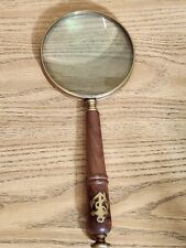 Vintage Antique Nautical Brass Heavy Magnifying Glass Magnifier Collectible Maps picture