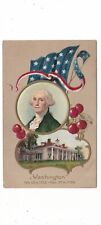 George Washington birthday patriotic antique postcard Feb. 22 Mt.Vernon cherries picture