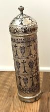 Vintage Turkish Copper Etched Covered Scripture Storage Vessel Early Christian picture