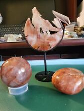 Fire Quartz Howling Wolf & Stand Large Heart & 68mm Sphere picture