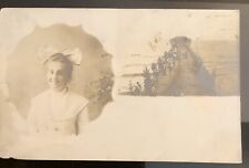 RPPC Old Orchard Beach Maine ME Pier Girl W. Bow Real Photo Postcard Vintage picture