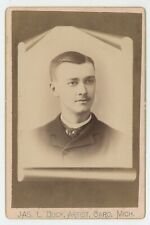 Antique c1880s ID'd Cabinet Card Young Man Mustache Named Bert Latham Caro, MI picture