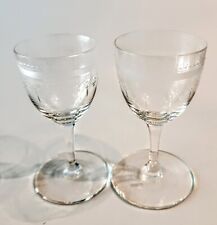2 Antique Handmade Etched Crystal Cordials 1 oz picture