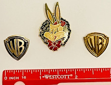 Vintage 1 Bugs Bunny Looney Tunes and 2 Warner Bros. lot of 3 metal hat pins picture