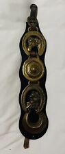 Vintage Hanging Horse Solid Brass 4 Medallions on Leather Strap picture