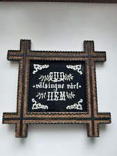 Antique tramp art frame with a Swedish religious writing picture