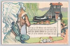 Postcard Advertising Good Luck Baking Powder Old Woman Who Lived In A Shoe picture