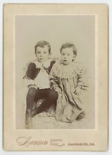 Antique c1880s Large Cabinet Card Adorable Children Lawson Crawfordsville, IN picture