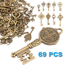 69 Pcs/Set Assorted Antique Vintage Old Look Skeleton Keys Heart Bow Pendant USA picture
