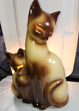 Vintage 1950's Mid Century KRON MCM Ceramic Siamese Cats, Eyes Glow 13