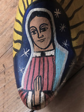 VTG Ex-voto Wooden Shoe Virgin Guadalupe, Signed, Hand Painted, Mexico, Folk Art picture