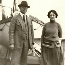 1922 Photograph - Couple Poses on Upper Deck of CGT SS France on Atlantic Ocean picture