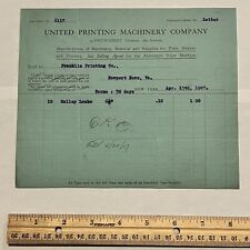 1907 UNITED PRINTING MACHINERY COMPANY RECEIPT SPRUCE STREET, NEW YORK picture
