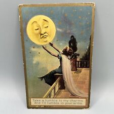 Antique Postcard Woman Holding The Moon Unposted  picture