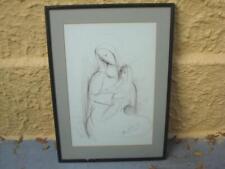 Beautiful framed artist drawing sketch Madonna with Child signed listed artist ? picture