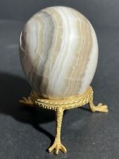 Vintage Stone Marble Granite Alabaster Polished Egg with Footed Stand- 292 grams picture