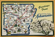 Postcard AR: Greetings from Arkansas. State Map. picture