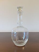 Vintage Clear Glass 11” Decanter Bulbous Barware Bottle & Stopper picture