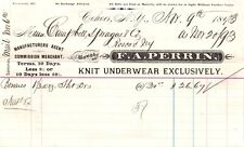 1893 F.A. Perrin Knit Underwear Billhead Cohoes, NY 15 Pairs Sold Nov 9th LL picture