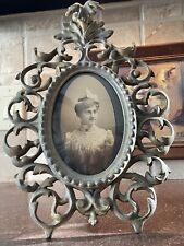 Vtg Victorian National Brass Iron Works NB & IW Cast Iron Picture Frame Easel picture