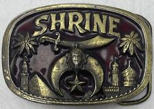 Vintage Masonic Shriners 1986 Shrine Belt Buckle Brass Maroon Red Made in USA picture