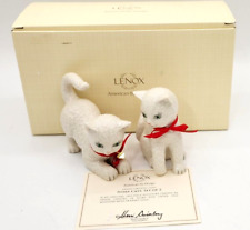 Lenox Cat Figurines Set Of Two Ivory Color With Heart Charms MIB picture