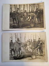 Vintage 1919  RPPC Postcards Military men working on a mule- Carte Postale picture