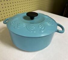 Vintage CHANTAL 4Qt Dutch Oven Pot Tiffany Robins Egg Blue Enameled Cast Iron picture