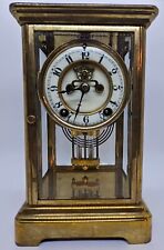 Antique 1910 NEW HAVEN 'Thespia' Victorian Brass & Glass Crystal Regulator Clock picture
