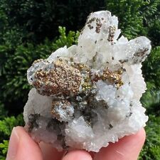 Pyrite on Quartz and Calcite from Taxco, Guerrero, Mexico picture