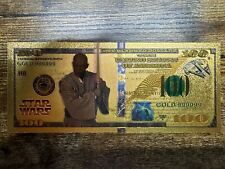24k Gold Plated Mace Windu Star Wars Banknote Collectible picture