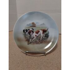 Antique German Porcelain Cabinet Plate Hunting Pointer English Setter Dogs 8